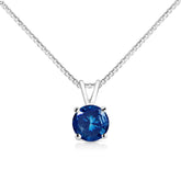 14K White Gold 1/4 Cttw Round Brilliant Cut Lab Grown Blue Diamond 4-Prong Solitaire Pendant Necklace (Blue Color, Vvs2-Vs1 Clarity) - 18"